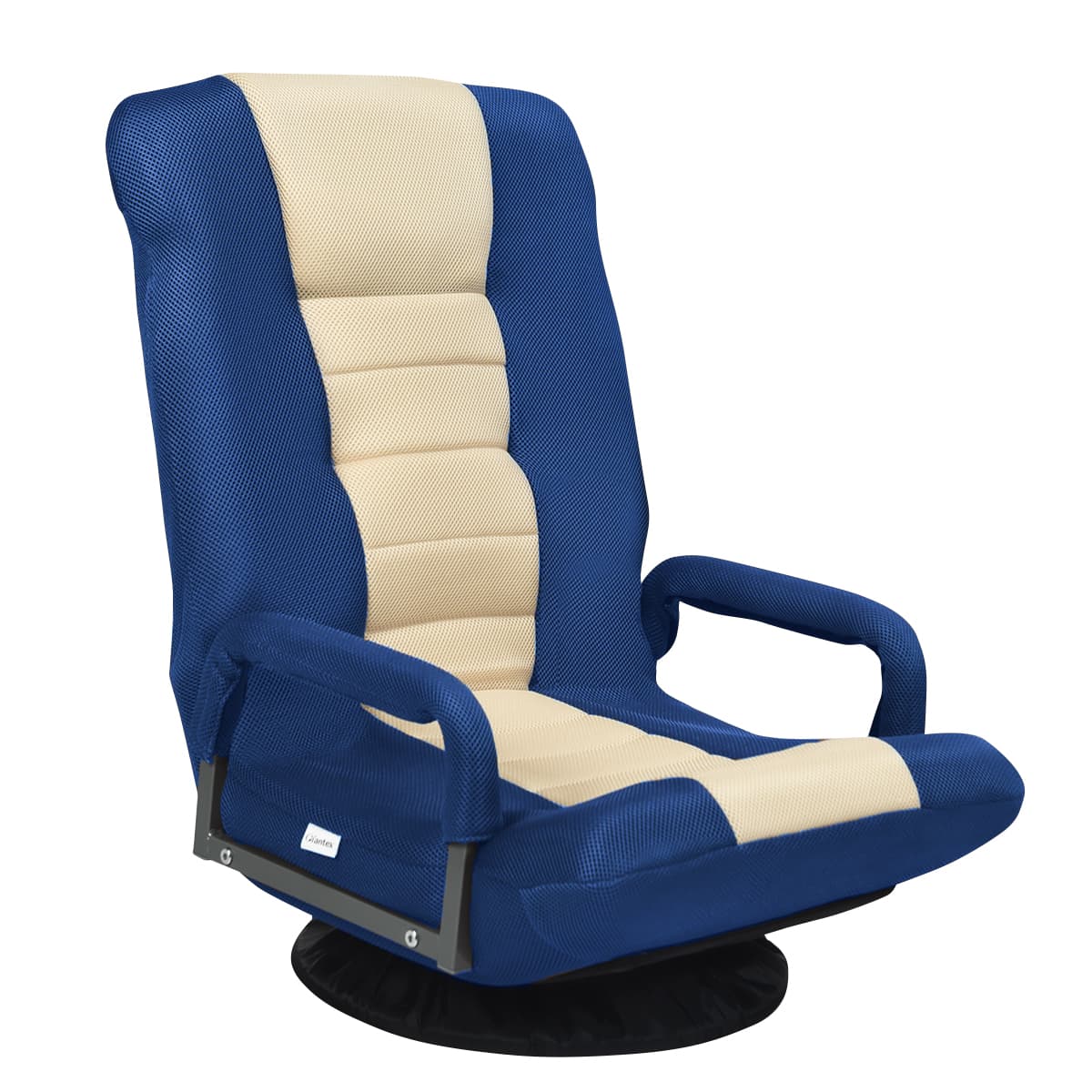 Fauteuil Pliable de Sol avec Accoudoirs Dossier Réglable sur 6 Positions et Base Pivotante à 360° Ca